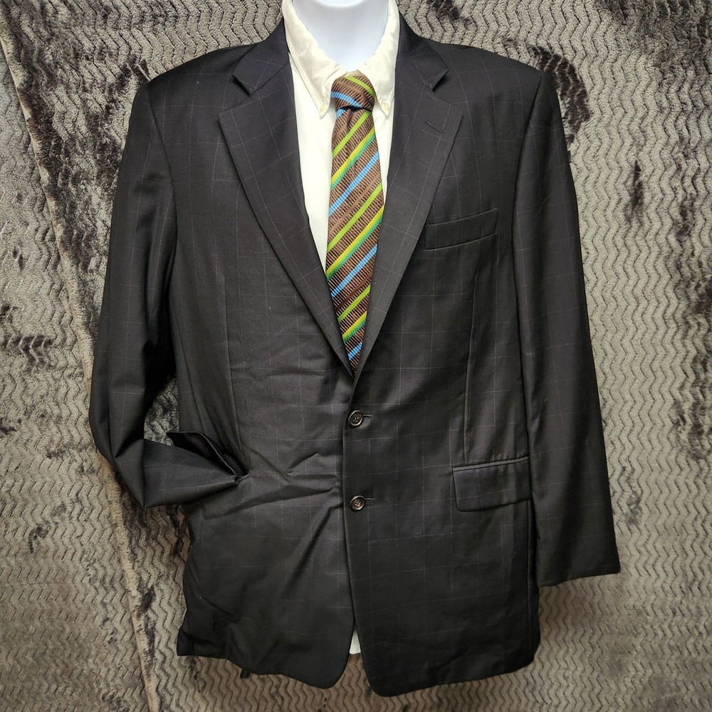 Loro Piana Blazer‎ Mens 42 Long Hickey Freeman Jacket Windowpane Plaid Tasmanian